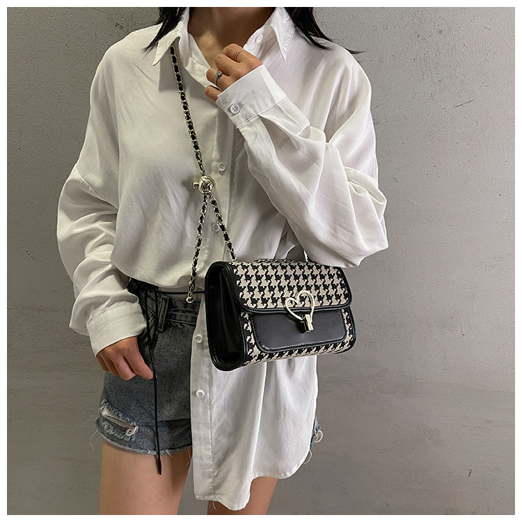 Sac à bandoulière polyvalent à motif pied-de-poule, tendance et tendance, ED0344