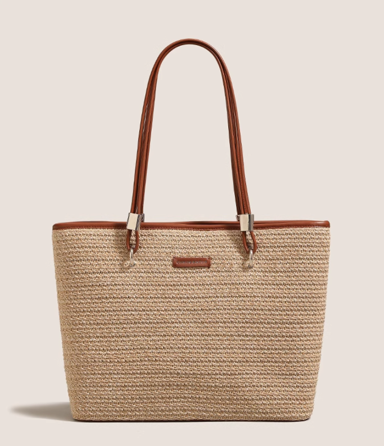 Sac à bandoulière tissé en herbe de plage de grande capacité ED0345
