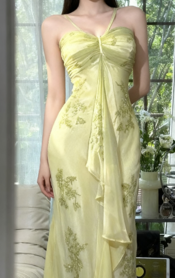 Vintage Halter  Sheath Chiffon Beaded Formal Dresses, Light Green Long Prom Dresses ED03464