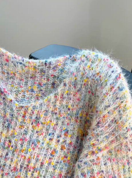 Gentle colorful V-neck lantern sleeve sweater ED0352