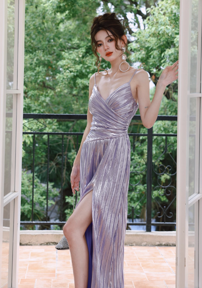 Superbe robe de soirée longue en satin fuchsia, style sirène, sans bretelles, ED02613