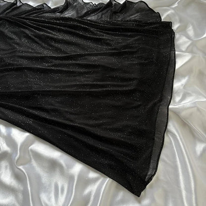 Glitter Black Sweetheart Neck Bodycon Birthday Dresses Ruffle Chiffon Formal Dresses Party Dress ED03551