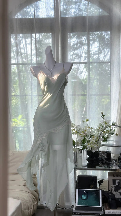 Sexy Grey Green Spaghetti Strap Women's Dress  ED03554
