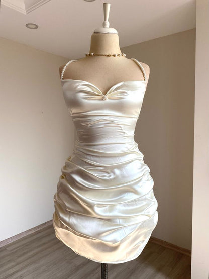 Spaghetti Strap Bodyocn Satin Short Party Outfit Fashion Birthday Dress Sexy Homecoming Dress ED03565