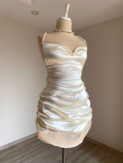 Spaghetti Strap Bodyocn Satin Short Party Outfit Fashion Birthday Dress Sexy Homecoming Dress ED03565