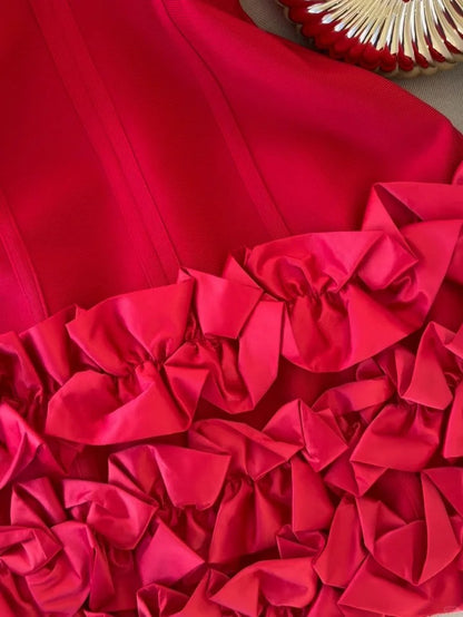 Fashion Spaghetti Strap Party Dress Red Bodycon Applique 18th Birthday Outfit Homecoming Dresses ED03578