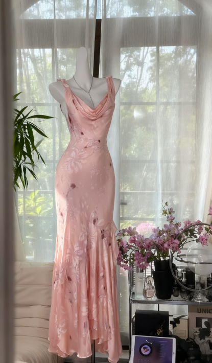 Glam Vintage Sheath Prom Dresses Chiffon Floral Purple Long Formal Dresses Beaded Wedding Guest Dresses  ED03618