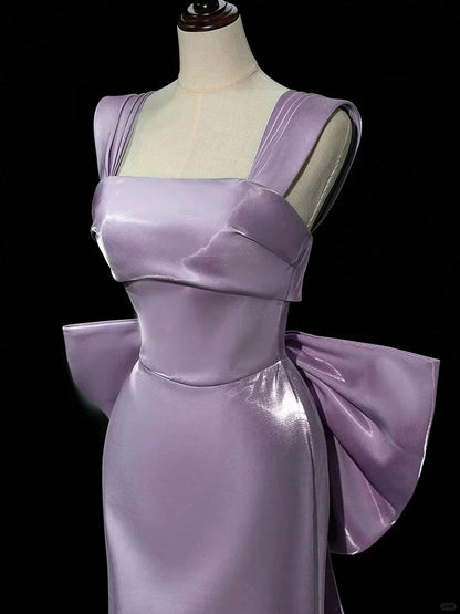 Superbe robe de soirée longue en satin fuchsia, style sirène, sans bretelles, ED02613