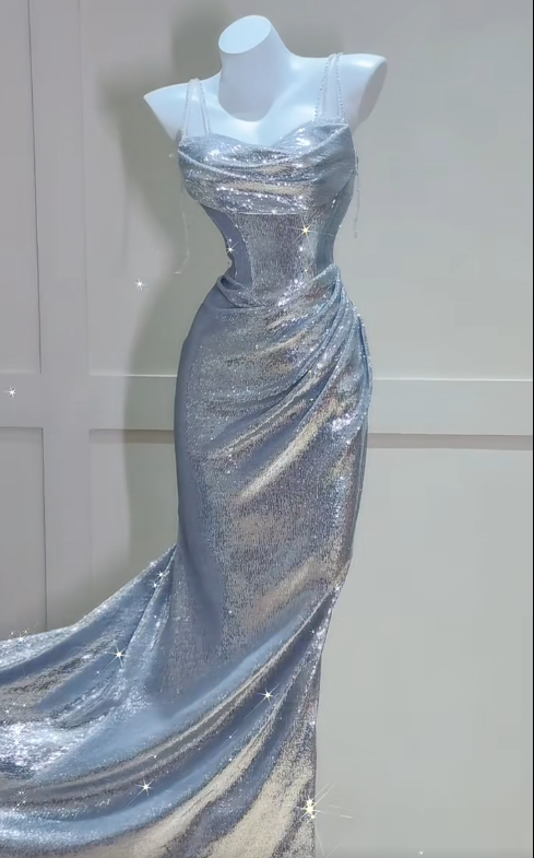 Superbe robe de soirée longue en satin fuchsia, style sirène, sans bretelles, ED02613