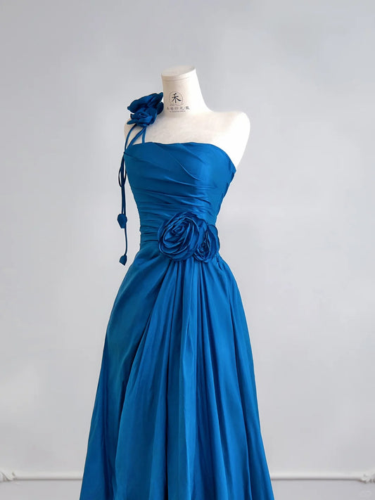 Superbe robe de soirée longue en satin fuchsia, style sirène, sans bretelles, ED02613