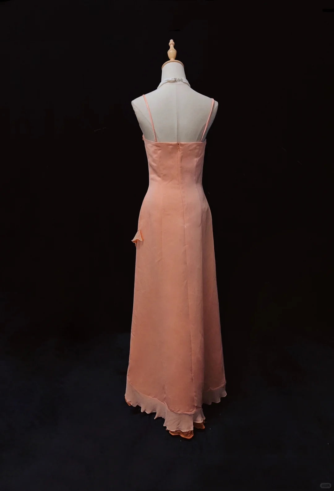 Vintage Sheath Spaghetti Strap Long Prom Dress Fairytale Chiffon Beaded Formal Dress Orange Birthday Party Dress ED03727