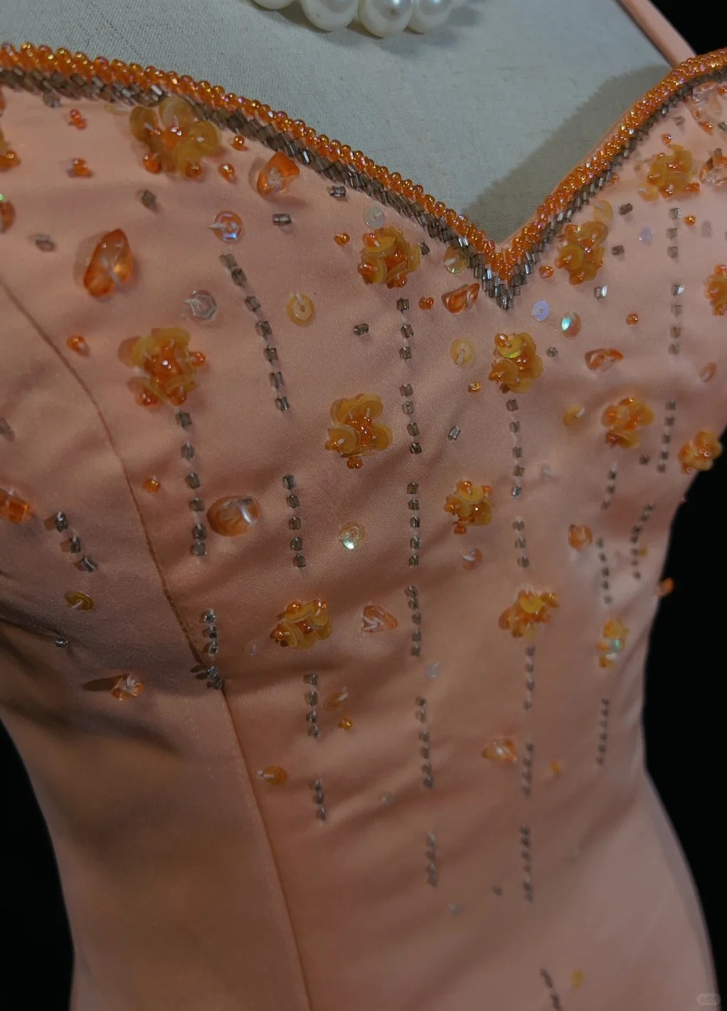 Vintage Sheath Spaghetti Strap Long Prom Dress Fairytale Chiffon Beaded Formal Dress Orange Birthday Party Dress ED03727