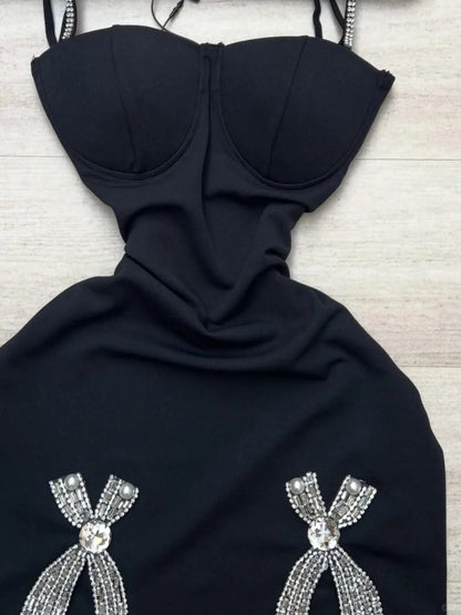 Fashionable Black Bodycon Birthday Dress Spaghetti Strap Rhinestone Short Homecoming Dress Party Dress ED03755