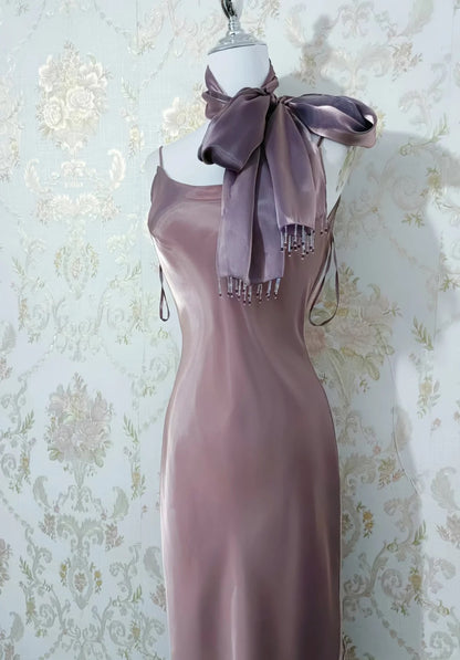 Superbe robe de soirée longue en satin fuchsia, style sirène, sans bretelles, ED02613