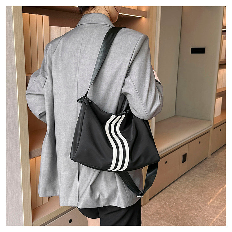 Sac bandoulière polyvalent en tissu Oxford rayé ED0377