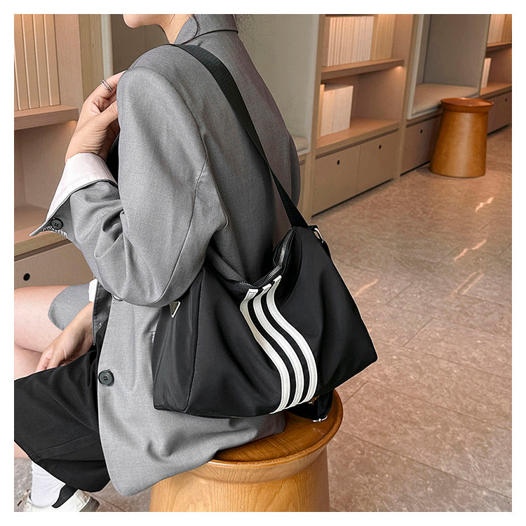 Sac bandoulière polyvalent en tissu Oxford rayé ED0377