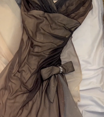 Gradient Brown Vintage Sheath Spaghetti Strap Long Evening Gown Gorgeous Sequin Chiffon Formal Dress Birthday Dress ED03796