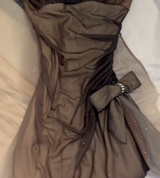 Gradient Brown Vintage Sheath Spaghetti Strap Long Evening Gown Gorgeous Sequin Chiffon Formal Dress Birthday Dress ED03796