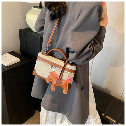 Sac messager en toile polyvalent et décontracté, sac seau carré ED0380