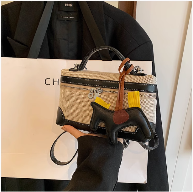 Sac messager en toile polyvalent et décontracté, sac seau carré ED0380