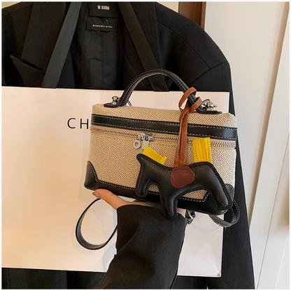 Sac messager en toile polyvalent et décontracté, sac seau carré ED0380