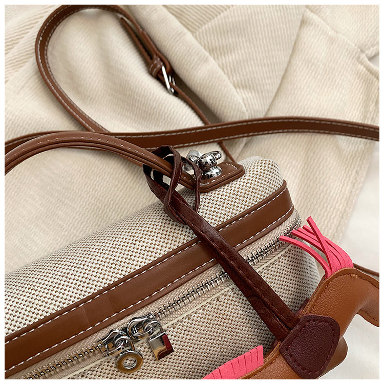 Sac messager en toile polyvalent et décontracté, sac seau carré ED0380