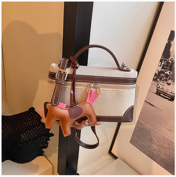 Sac messager en toile polyvalent et décontracté, sac seau carré ED0380