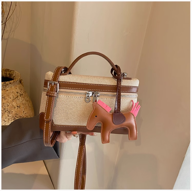 Sac messager en toile polyvalent et décontracté, sac seau carré ED0380