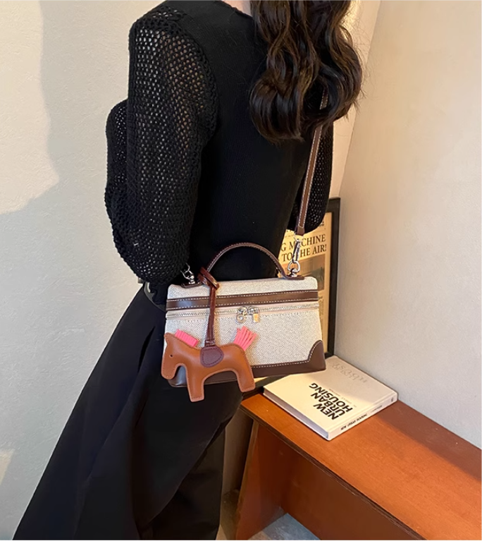 Sac messager en toile polyvalent et décontracté, sac seau carré ED0380