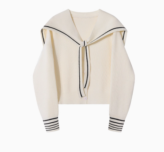 Chanel Navy Collar Shawl Knit Cardigan ED0384