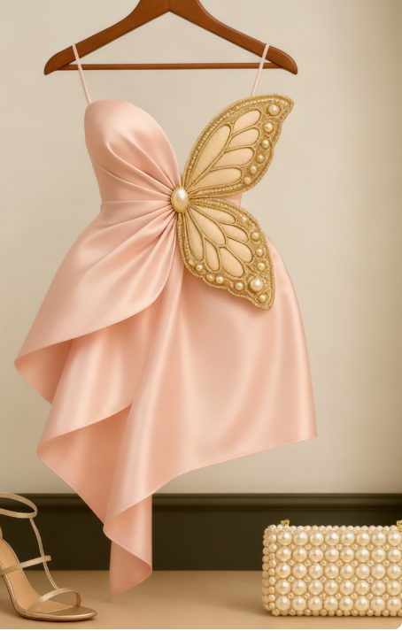 Modest Pink Sheath Formal Dress Spaghetti Strap Party Dress Birthday Dress Satin Short Homecoming Dresses ED03880