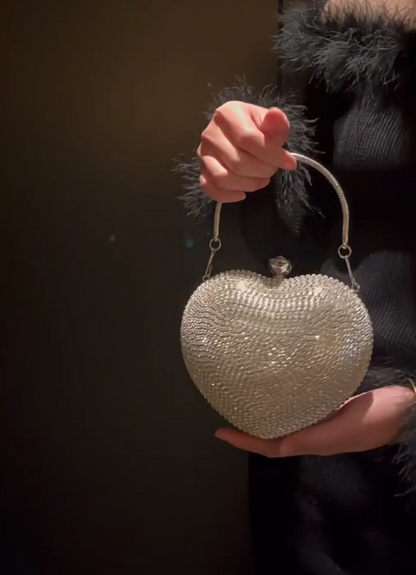 2025 New Heart-shaped Rhinestone Evening Handbag Women's Party Bag ED03921