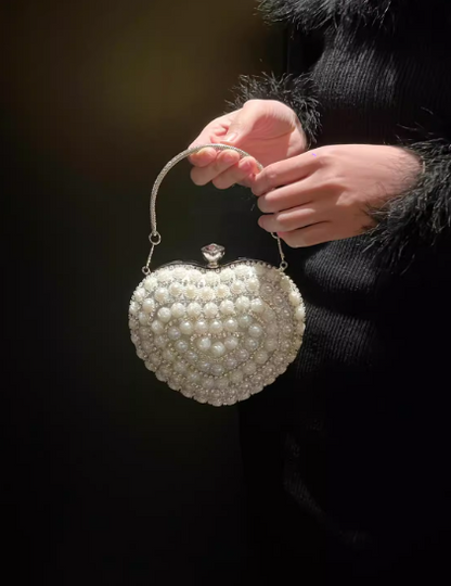 Elegant Wedding Bag Pearl Heart Shape Banquet Party Handbag ED03925