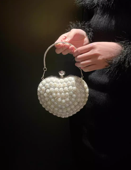 Elegant Wedding Bag Pearl Heart Shape Banquet Party Handbag ED03925