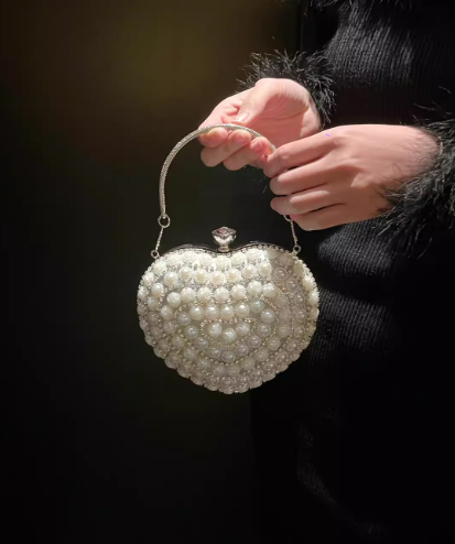 Elegant Wedding Bag Pearl Heart Shape Banquet Party Handbag ED03925