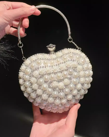 Elegant Wedding Bag Pearl Heart Shape Banquet Party Handbag ED03925