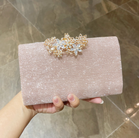 Elegant Pink Wedding Bag Sparkly Diamond Banquet Party Handbag ED03926