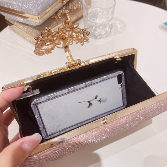 Elegant Pink Wedding Bag Sparkly Diamond Banquet Party Handbag ED03926