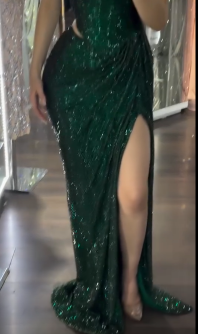 Elegant Dark Green Sheath Evening Gowns Sexy Strapless Corset Formal Dress Wedding Guest Dress ED03929