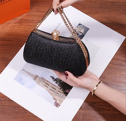 Petit sac carré rose doux avec chaîne tricotée ED01434