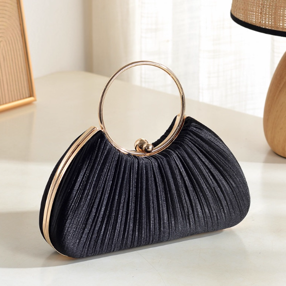 2025 New Chic White Pleated Clutch Bag Sparkly Party Handbag ED03932