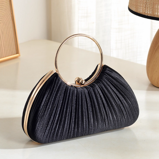 2025 New Chic White Pleated Clutch Bag Sparkly Party Handbag ED03932