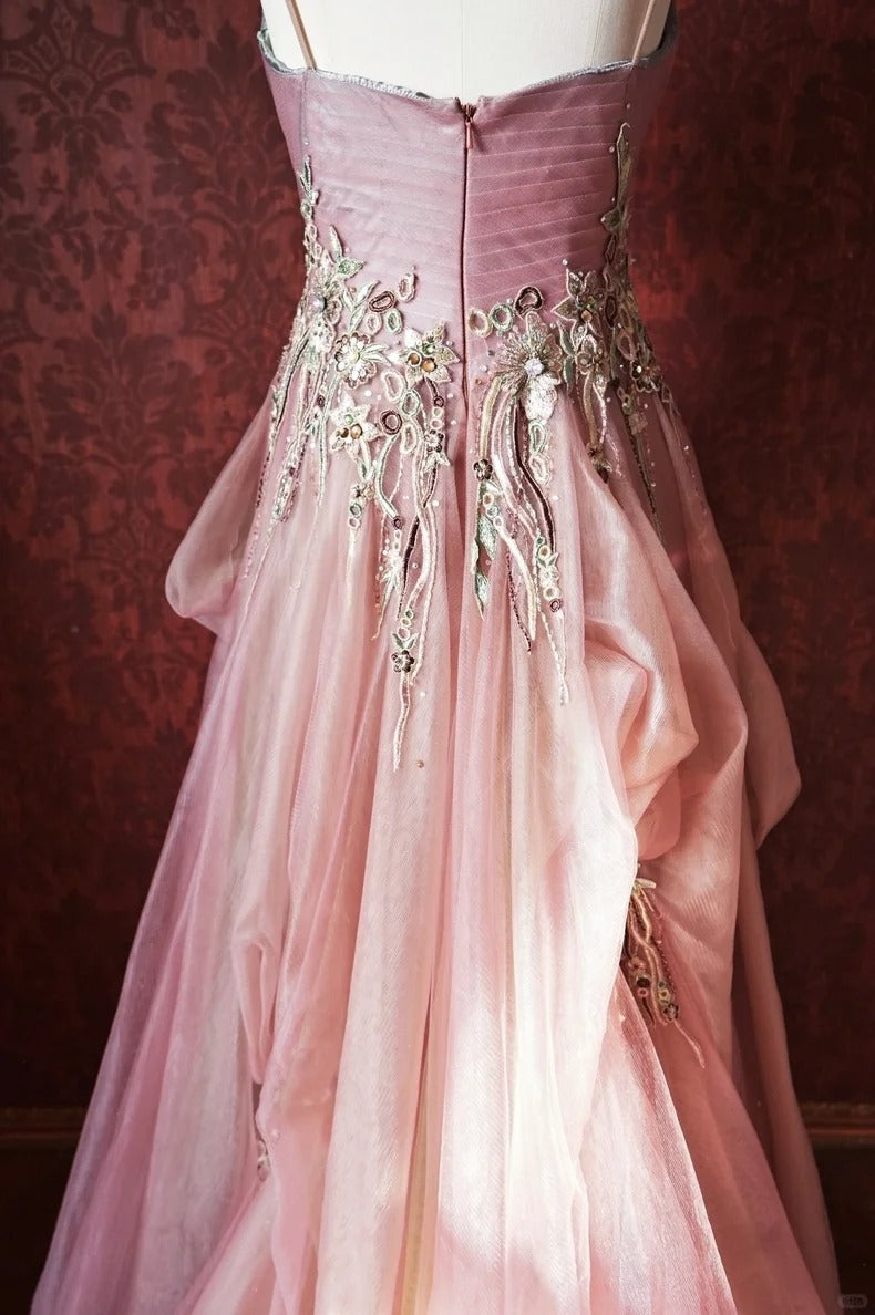 Superbe robe de soirée longue en satin fuchsia, style sirène, sans bretelles, ED02613