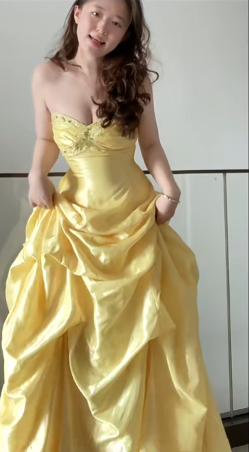 Vintage Ball Gown Sweetheart Neck Taffeta Yellow Quinceanera Dress Sweet 16 Dress  ED03986