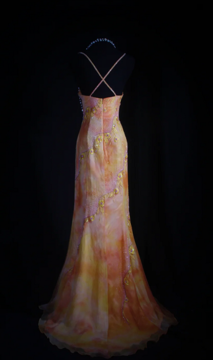Superbe robe de soirée longue en satin fuchsia, style sirène, sans bretelles, ED02613