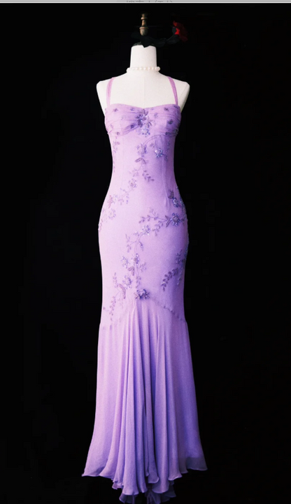 Superbe robe de soirée longue en satin fuchsia, style sirène, sans bretelles, ED02613