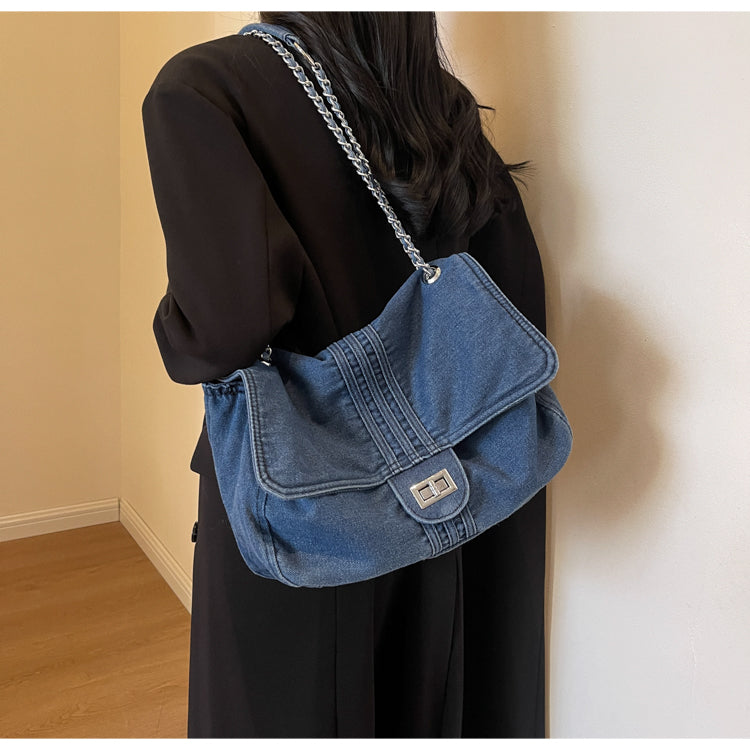 Sac messager en denim grande capacité avec chaîne ED0402