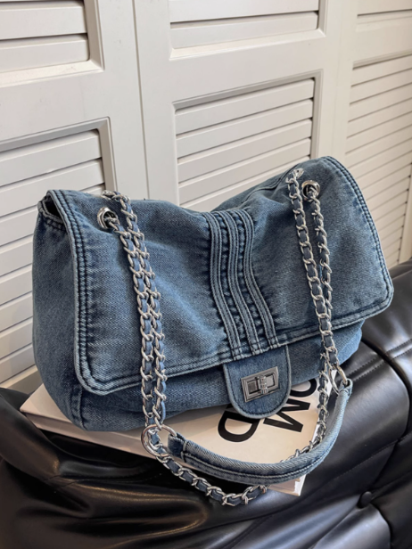 Sac messager en denim grande capacité avec chaîne ED0402