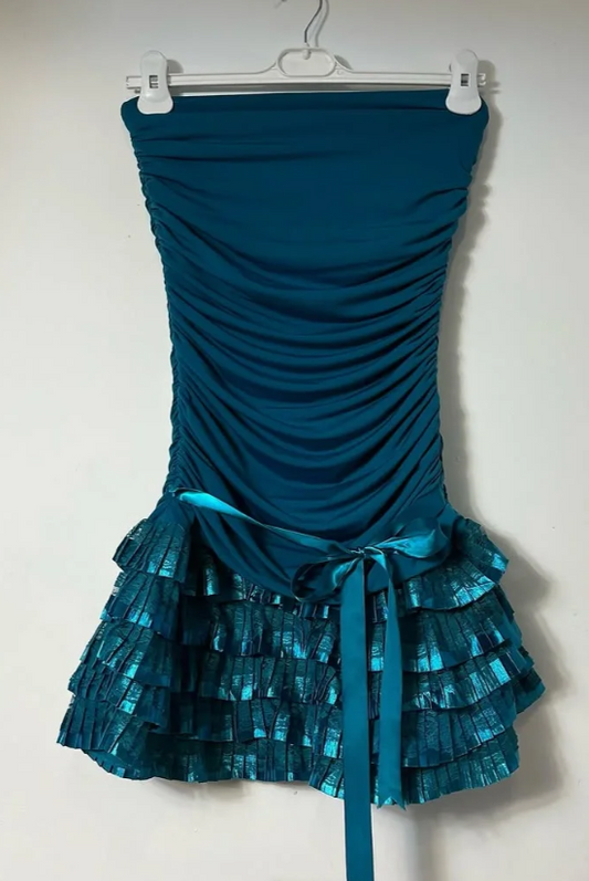 Sexy Strapless Bodycon Chiffon Short Prom Dresses, Blue Homecoming Dresses ED04043