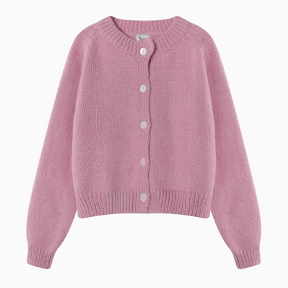 Sanfte, lockere Strickjacke mit Rundhalsausschnitt ED0408